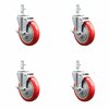 Service Caster Assure Parts 190PUBPRC4P Replacement Caster Set with Brakes, 4PK ASS-SCC-SQ20S514-PPUB-RED-TLB-34-4